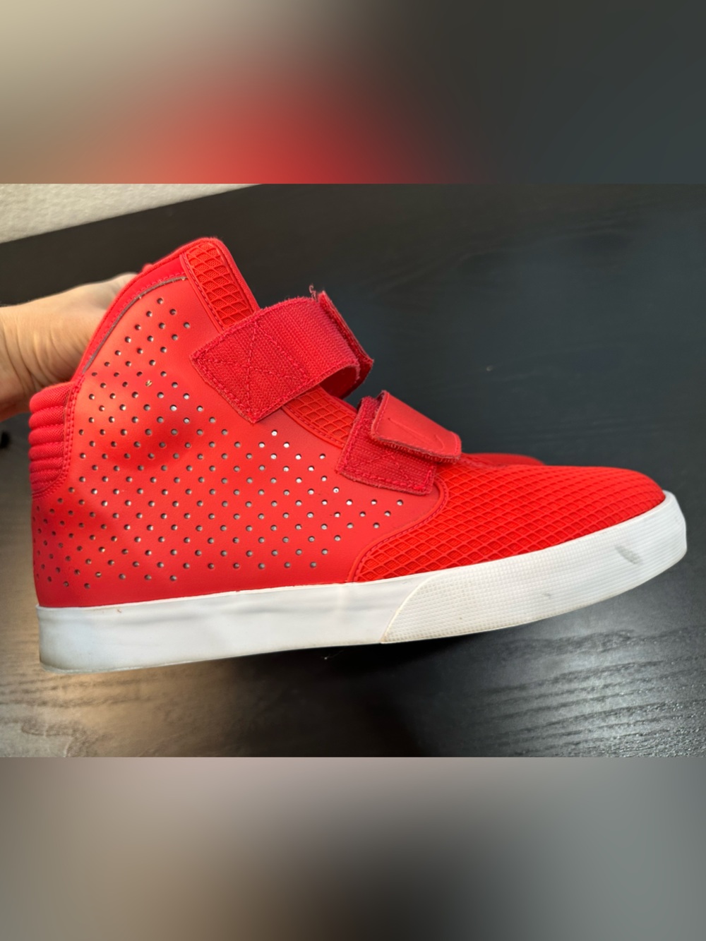 Nike Red High-Top Strap Sneakers - Picture 8 of 8